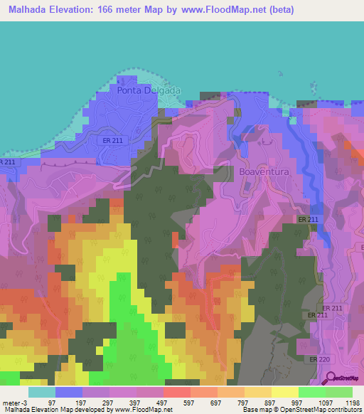 Malhada,Portugal Elevation Map