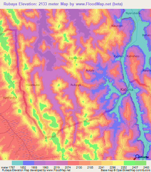 Rubaya,Uganda Elevation Map