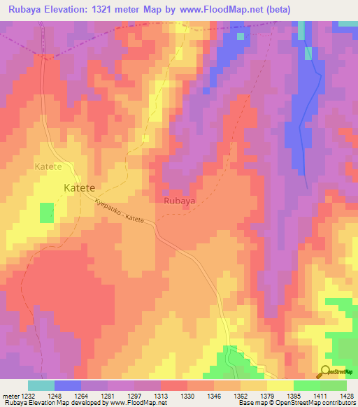 Rubaya,Uganda Elevation Map