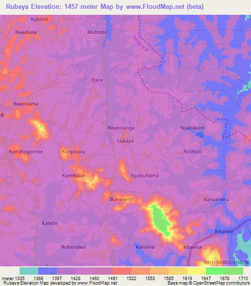Rubaya,Uganda Elevation Map