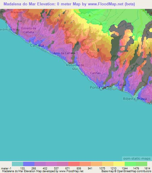 Madalena do Mar,Portugal Elevation Map