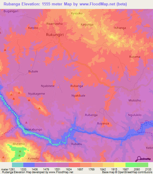Rubanga,Uganda Elevation Map