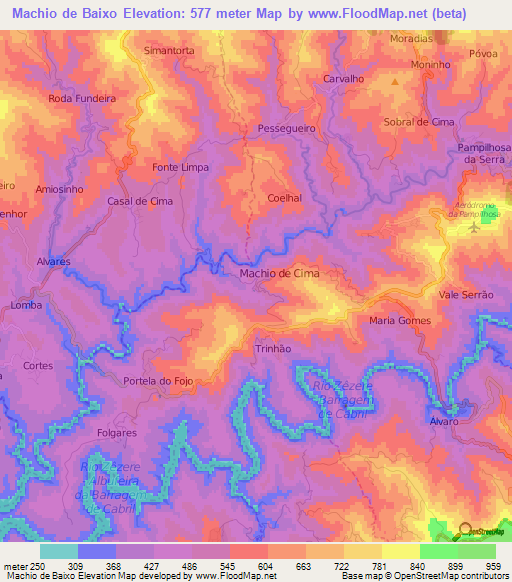 Machio de Baixo,Portugal Elevation Map