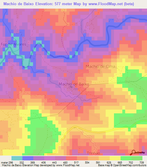 Machio de Baixo,Portugal Elevation Map
