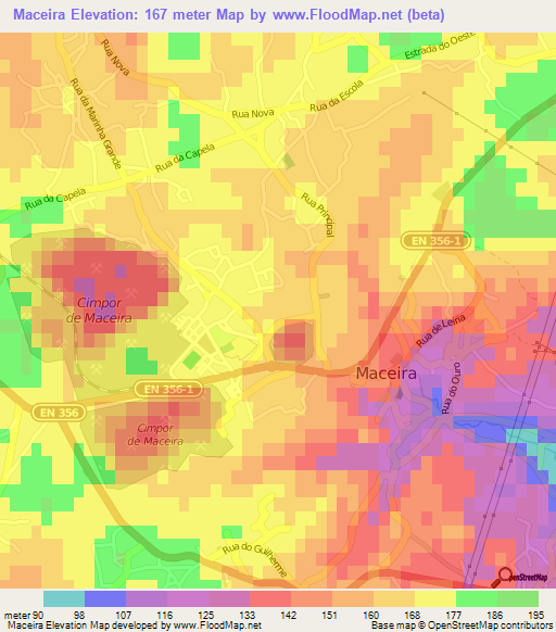 Maceira,Portugal Elevation Map