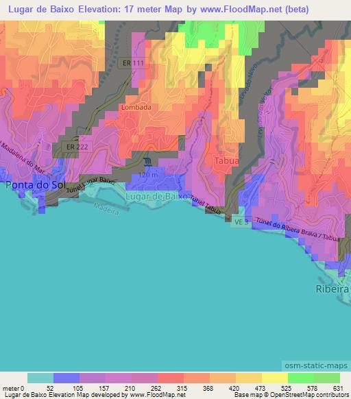 Lugar de Baixo,Portugal Elevation Map