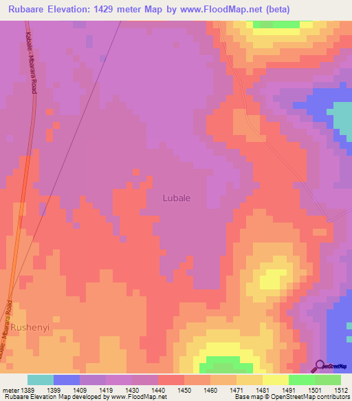 Rubaare,Uganda Elevation Map