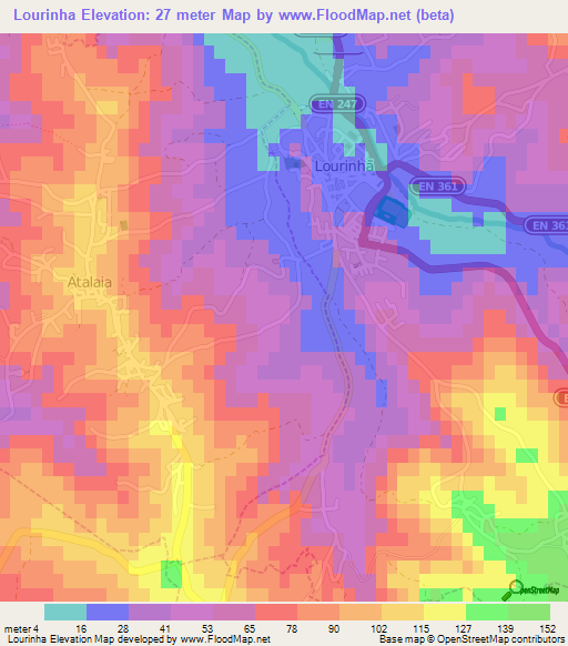Lourinha,Portugal Elevation Map