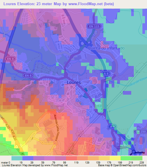 Loures,Portugal Elevation Map