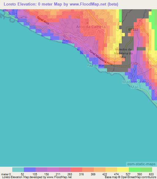 Loreto,Portugal Elevation Map