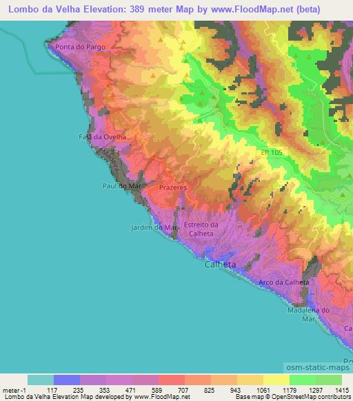 Lombo da Velha,Portugal Elevation Map