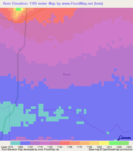 Rom,Uganda Elevation Map