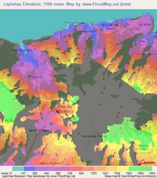 Lapinhas,Portugal Elevation Map