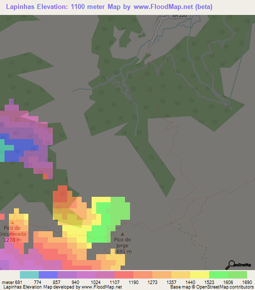 Lapinhas,Portugal Elevation Map