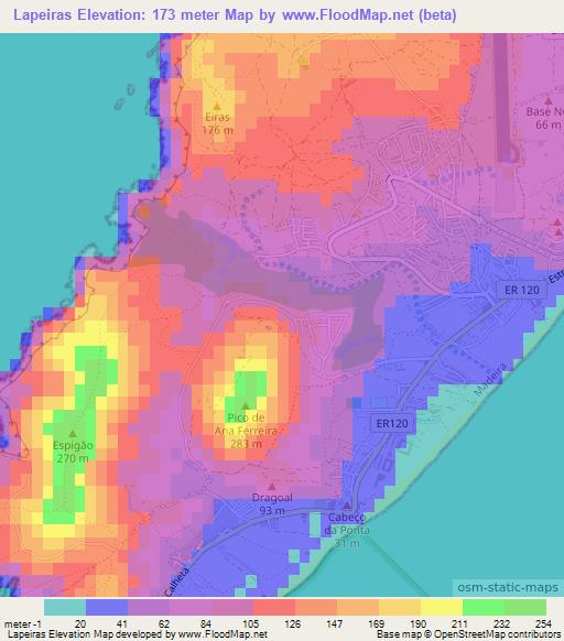 Lapeiras,Portugal Elevation Map