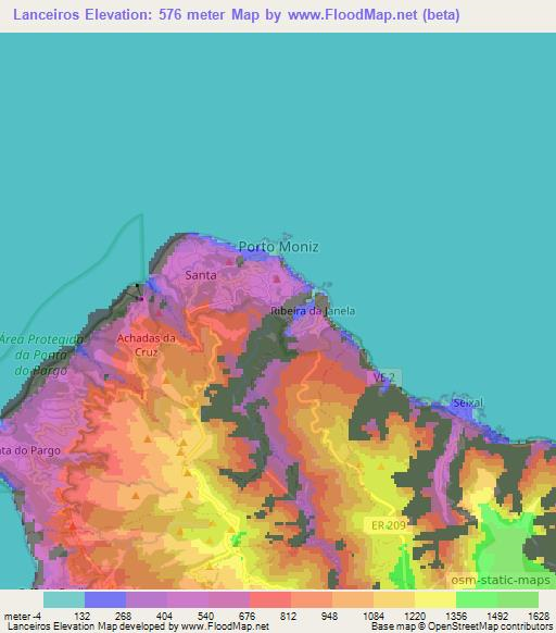 Lanceiros,Portugal Elevation Map