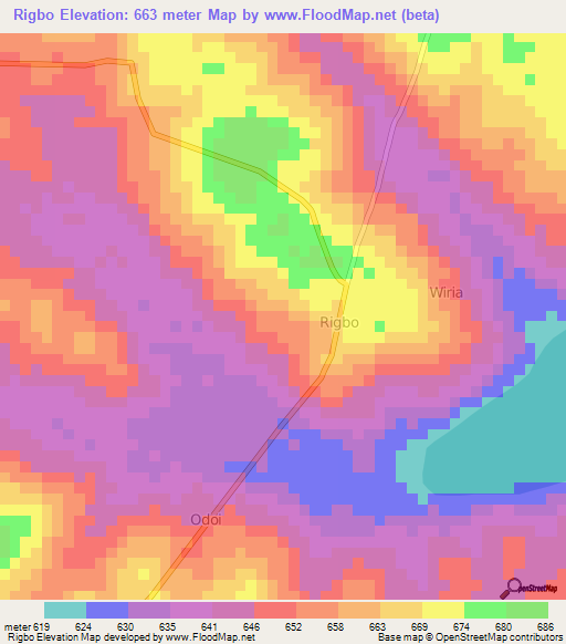 Rigbo,Uganda Elevation Map