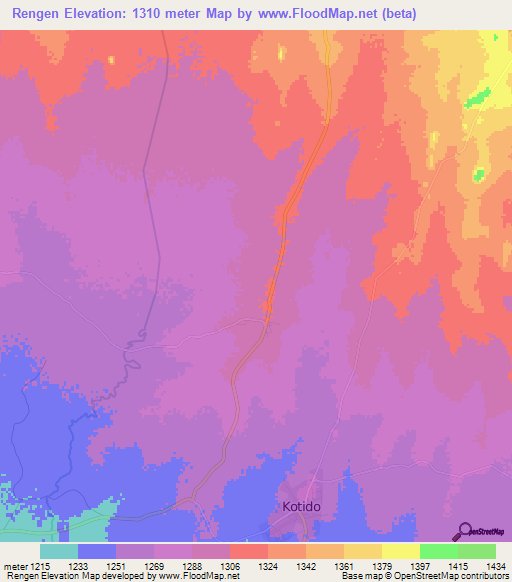Rengen,Uganda Elevation Map