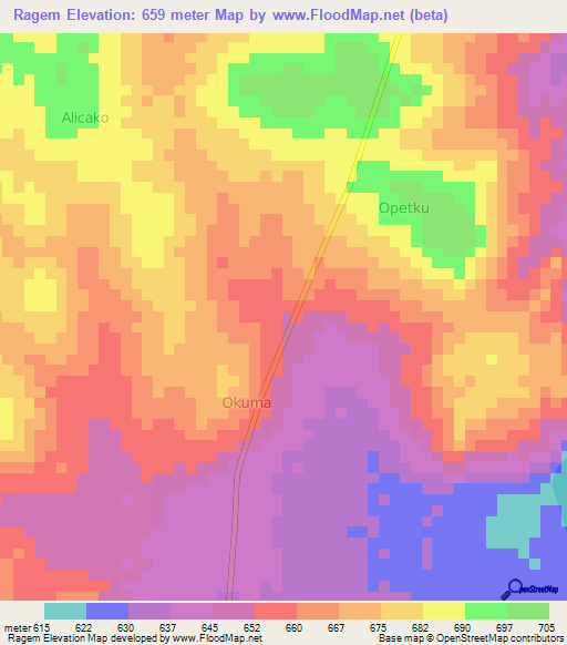 Ragem,Uganda Elevation Map