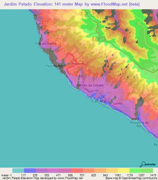 Jardim Pelado,Portugal Elevation Map