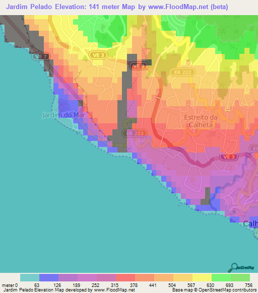 Jardim Pelado,Portugal Elevation Map