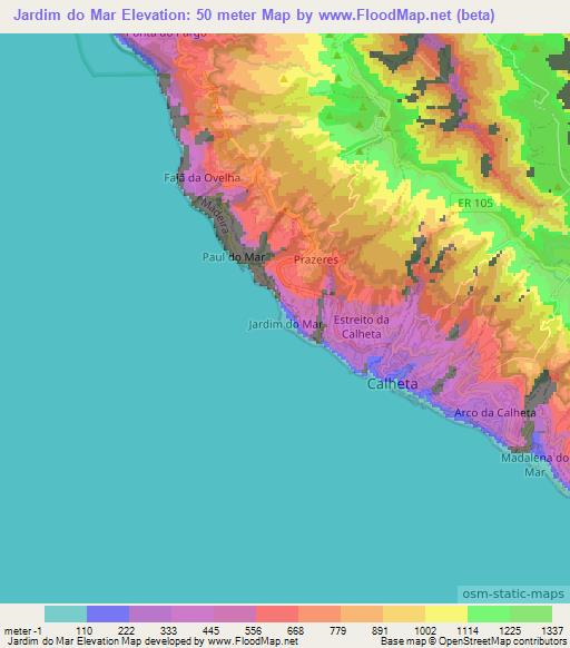 Jardim do Mar,Portugal Elevation Map