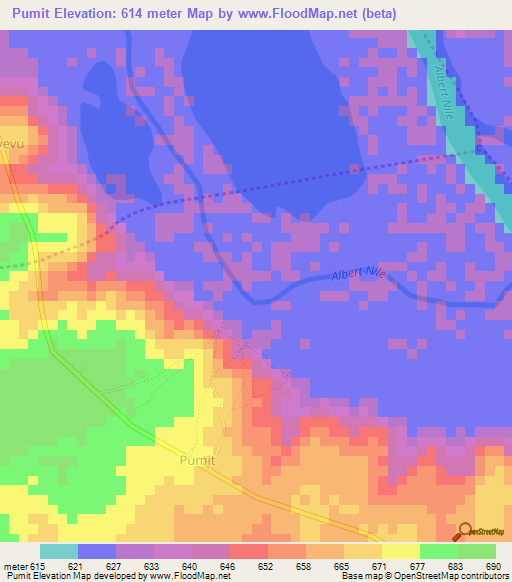 Pumit,Uganda Elevation Map