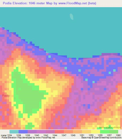 Podia,Uganda Elevation Map