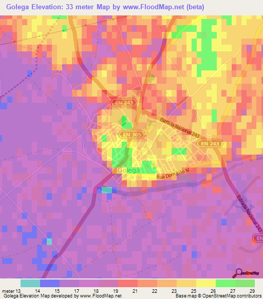 Golega,Portugal Elevation Map