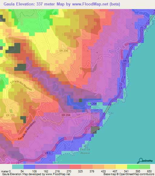 Gaula,Portugal Elevation Map