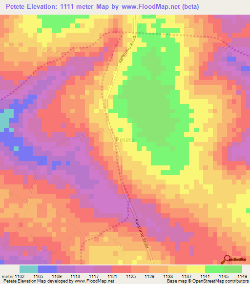 Petete,Uganda Elevation Map