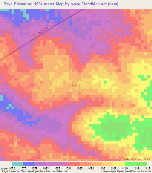 Paya,Uganda Elevation Map