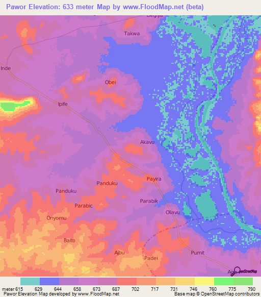 Pawor,Uganda Elevation Map