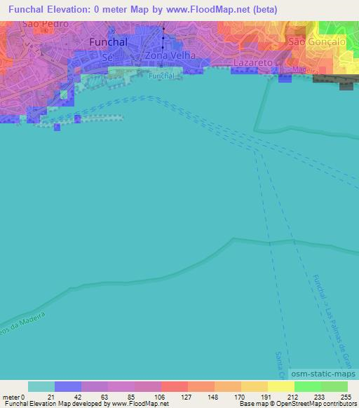 Funchal,Portugal Elevation Map