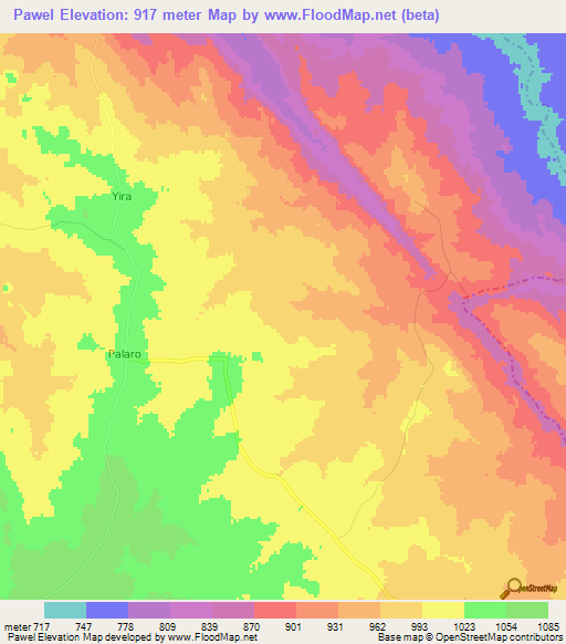Pawel,Uganda Elevation Map