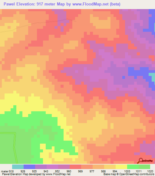 Pawel,Uganda Elevation Map