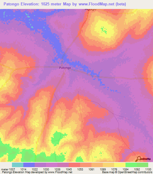 Patongo,Uganda Elevation Map