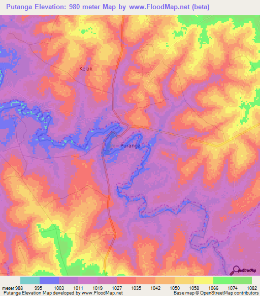 Putanga,Uganda Elevation Map
