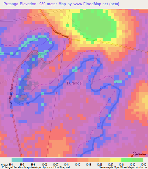 Putanga,Uganda Elevation Map