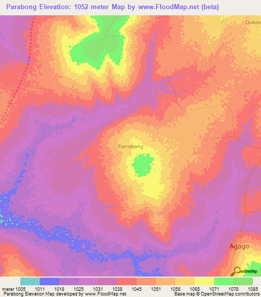 Parabong,Uganda Elevation Map