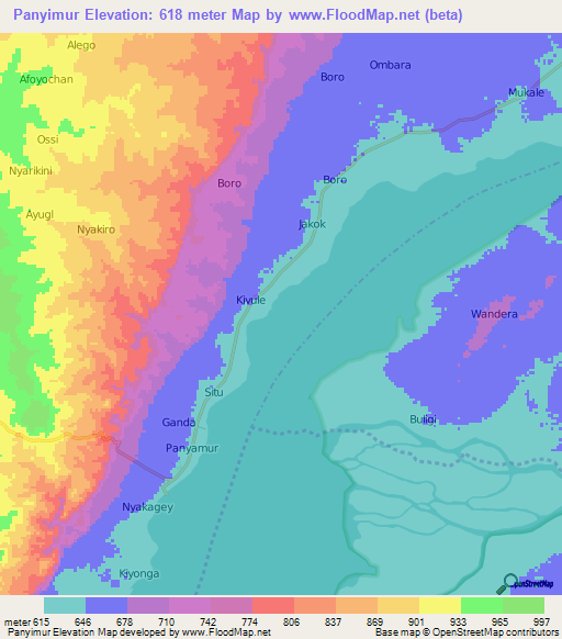 Panyimur,Uganda Elevation Map