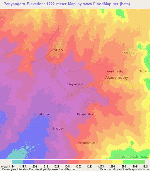 Panyangara,Uganda Elevation Map