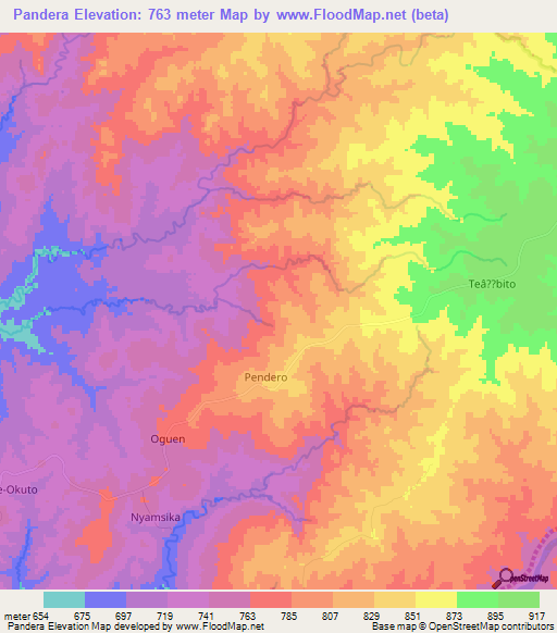 Pandera,Uganda Elevation Map