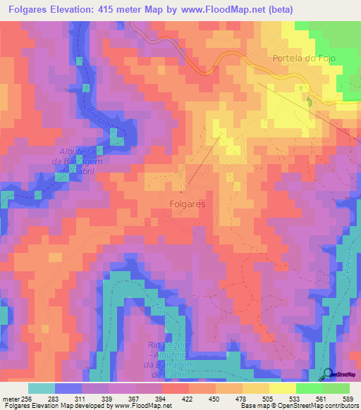 Folgares,Portugal Elevation Map