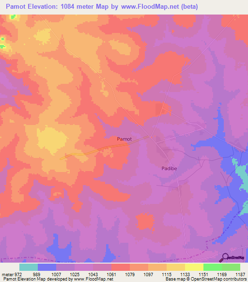 Pamot,Uganda Elevation Map