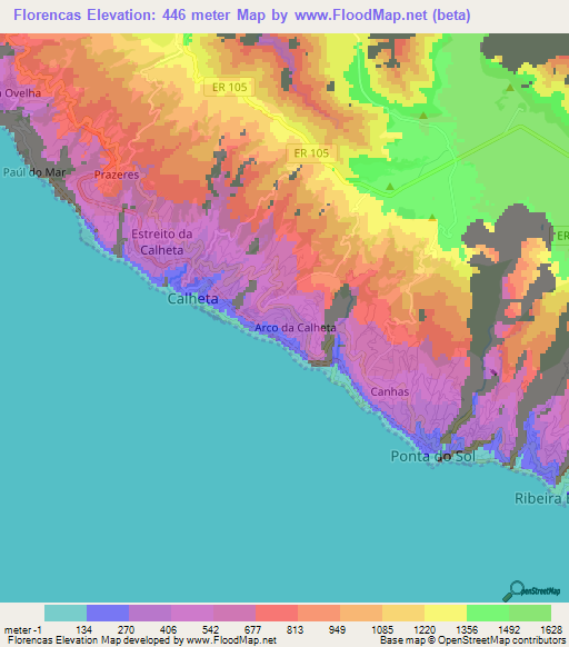 Florencas,Portugal Elevation Map
