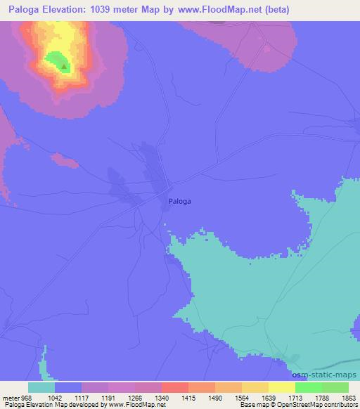 Paloga,Uganda Elevation Map