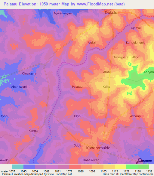 Palatau,Uganda Elevation Map
