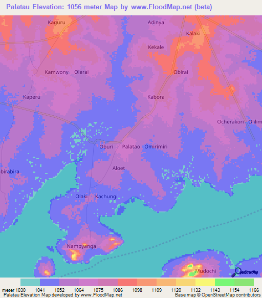 Palatau,Uganda Elevation Map