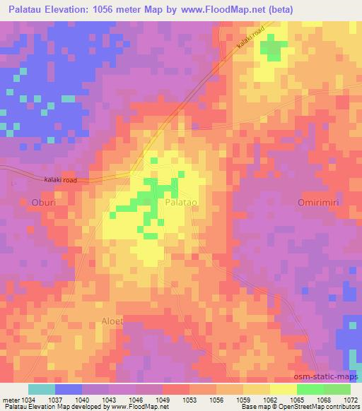 Palatau,Uganda Elevation Map